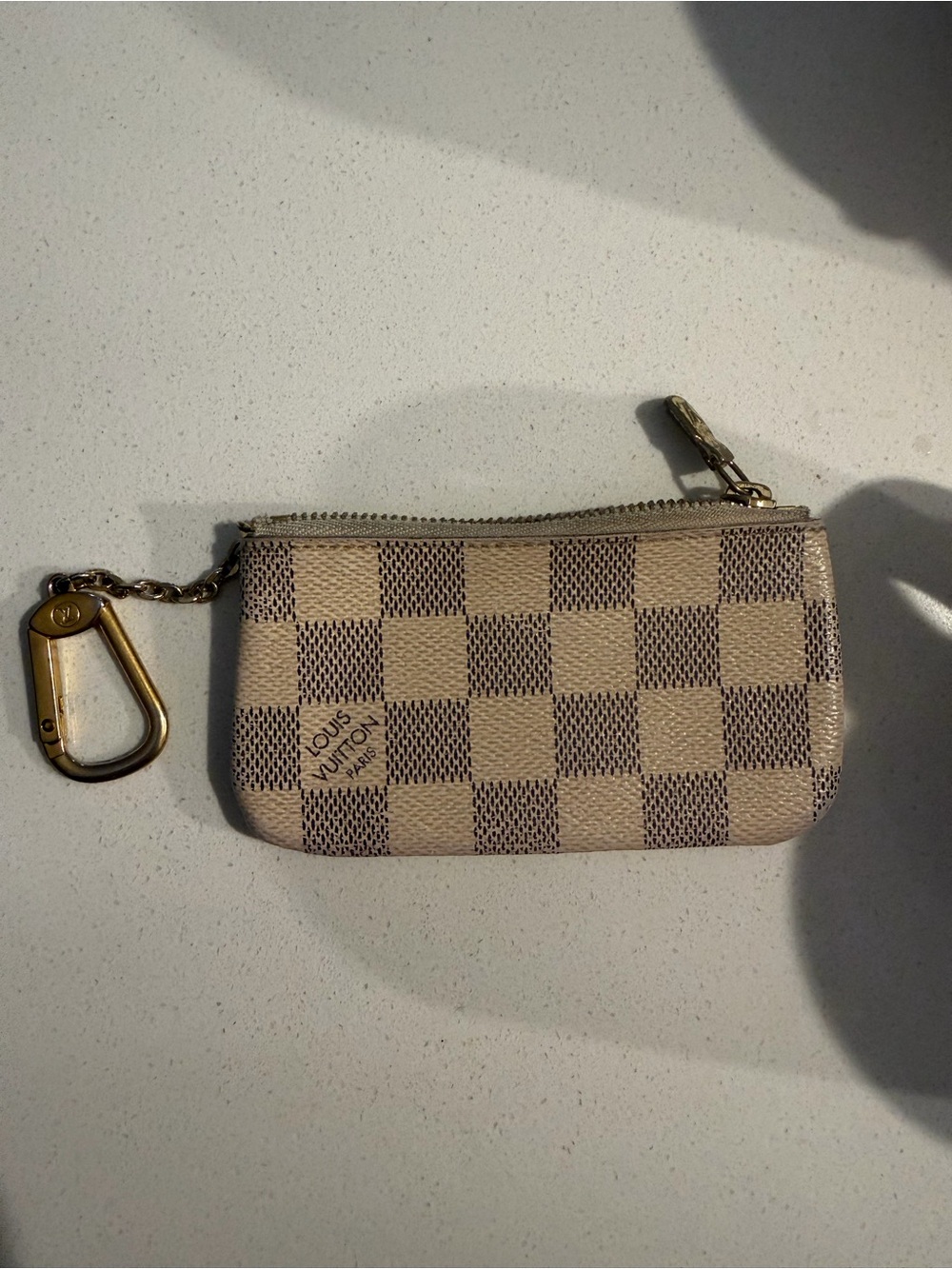 Louis Vuitton Damier Azur Canvas Key & Card Holder in Beige and Brown